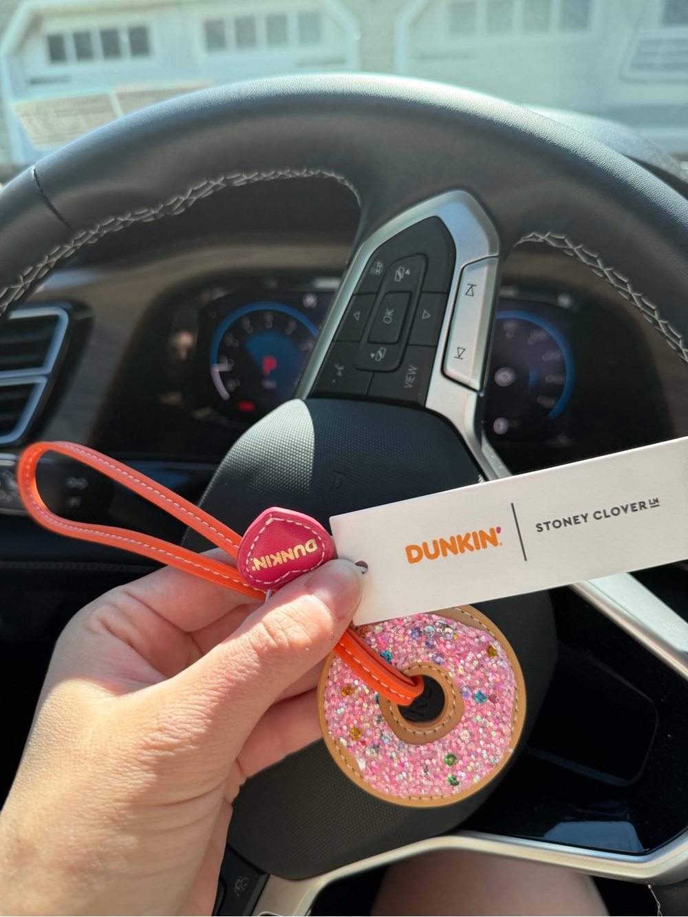Dunkin' Pink Glitter Donut Keychain Stoney clover ln